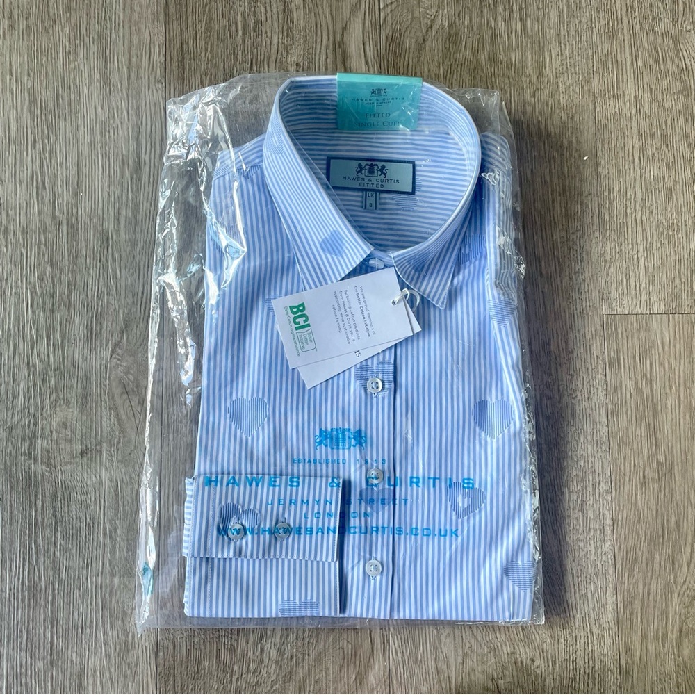 NWT Hawes & Curtis Fitted Button Down Pinstripe Shirt, Size US 4/UK 8